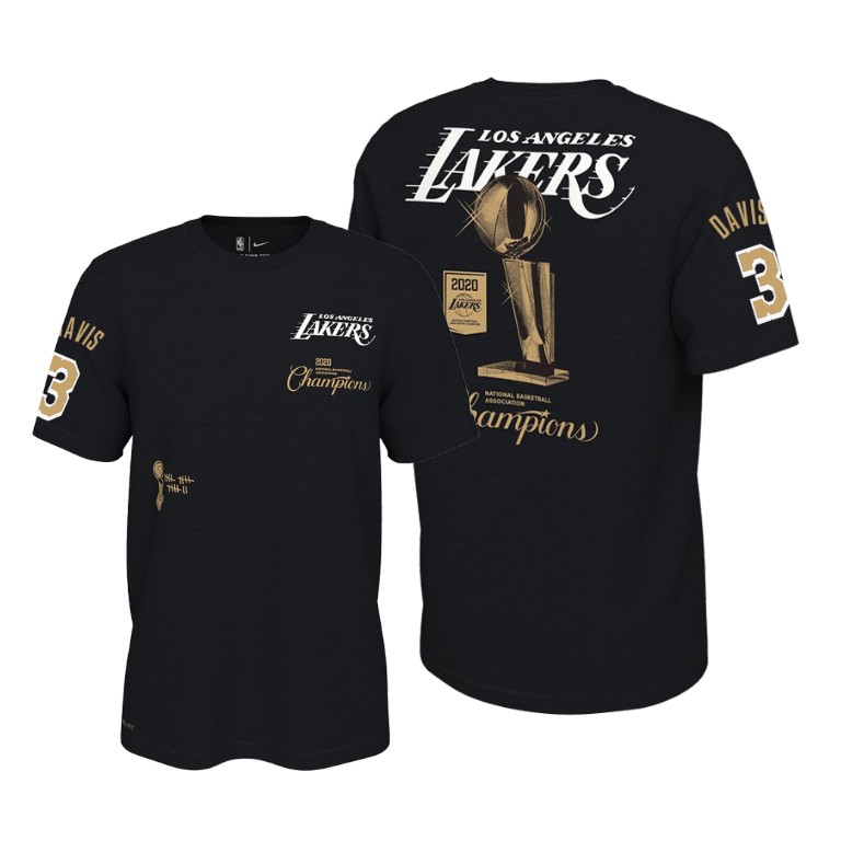 Men's Los Angeles Lakers Anthony Davis #3 NBA 2020 Celebration Expressive Finals Champions Black Basketball T-Shirt PQQ0483LL